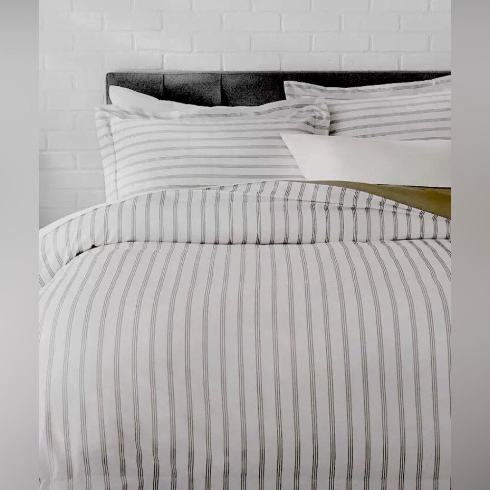 Striped Taupe and White Bedding Set